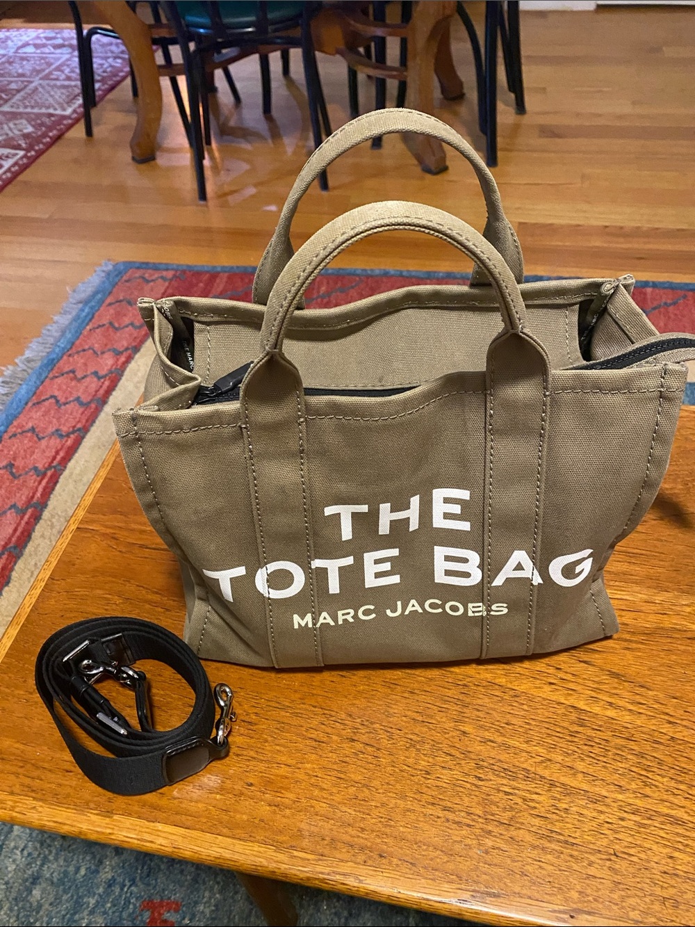 Marc Jacobs Olive/taupe Canvas Tote Bag with Removable Strap